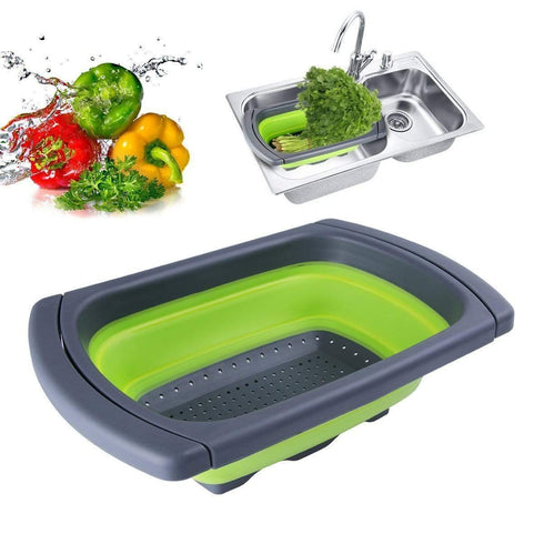 AussieSuperStore Homeware Supplies Collapsible Folding Silicone Kitchen Sink Space Saving Foldable Food Strainer Collapsible Silicone Kitchen Sink Space Saving Foldable Food Strainer CBSILSTRAINERGRN